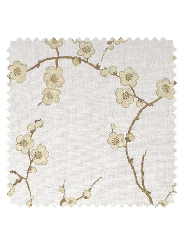 Cherry Blossom  Linen Fabric by Nathan Turner - Gold Cheap