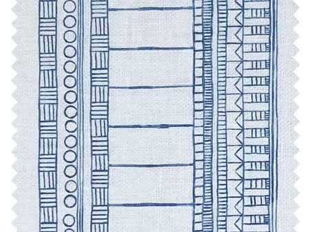 Doodle Stripe  Linen Fabric by Nathan Turner - Dark Blue Hot on Sale