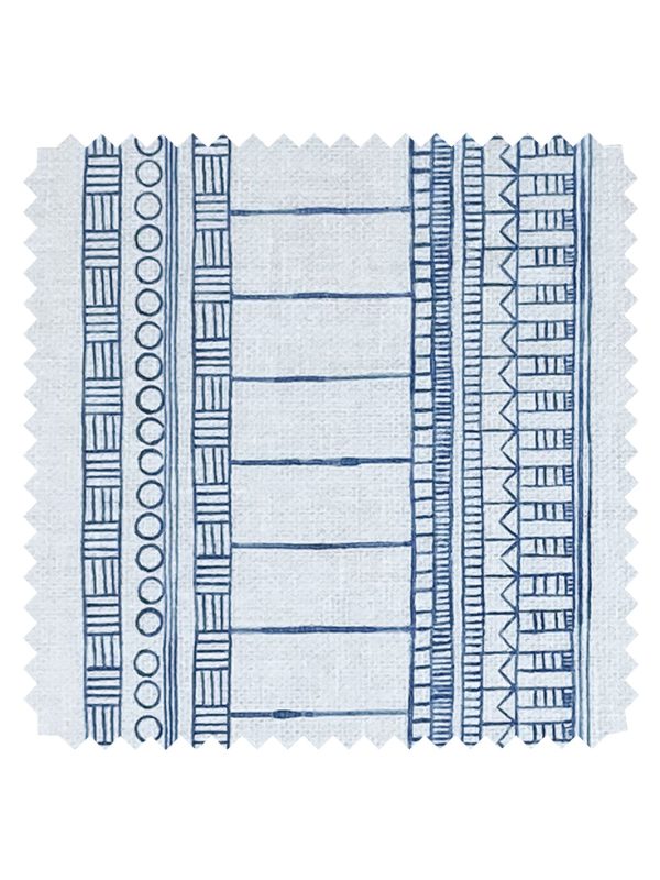 Doodle Stripe  Linen Fabric by Nathan Turner - Dark Blue Hot on Sale