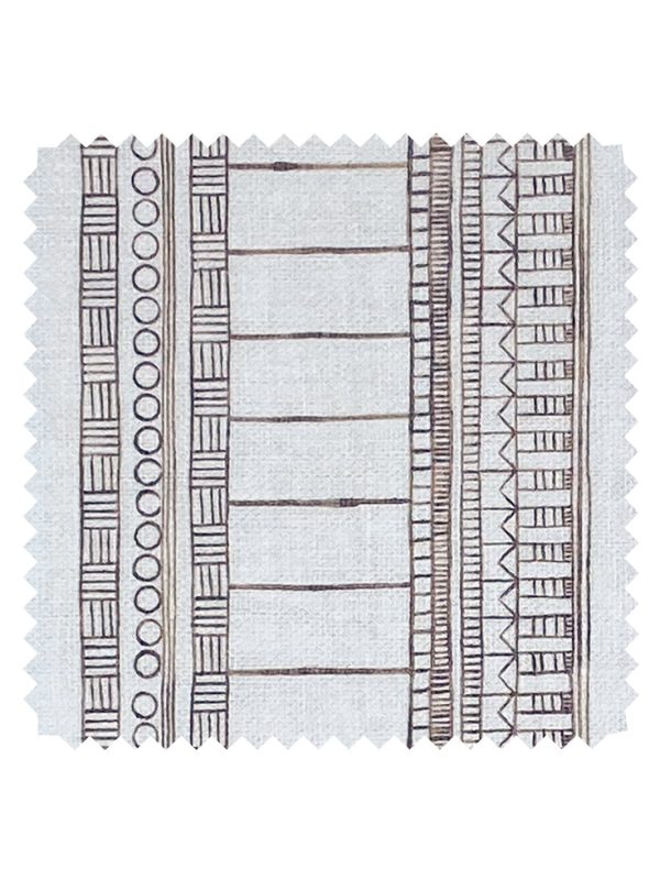 Doodle Stripe  Linen Fabric by Nathan Turner - Brown Online Hot Sale