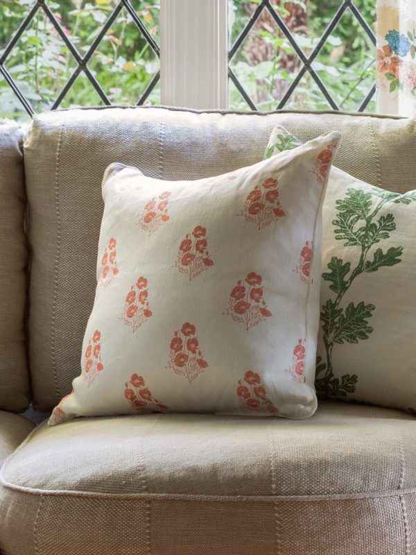 California Poppy  Linen Fabric by Nathan Turner - Pink Online Sale