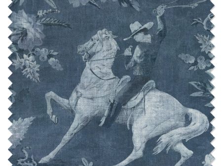 Cowboy Toile  Linen Fabric by Nathan Turner - Blue For Cheap