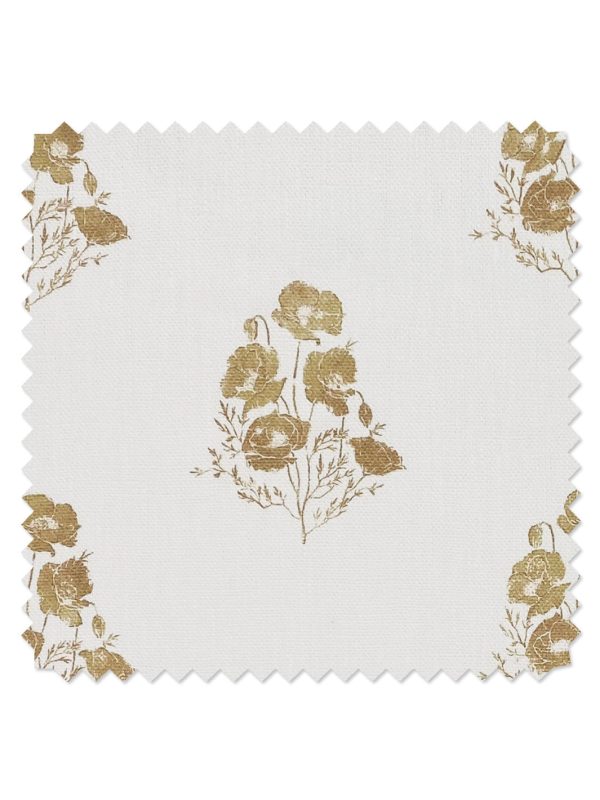 California Poppy  Linen Fabric by Nathan Turner - Gold Hot on Sale