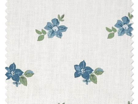 Anna Floral  Linen Fabric by Nathan Turner - Blue Green Cheap