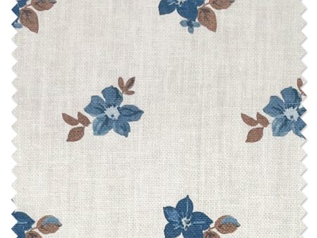 Anna Floral  Linen Fabric by Nathan Turner - Blue Brown Online Sale