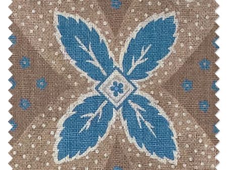 Arthur  Linen Fabric by Nathan Turner - Blue on Brown Online Hot Sale