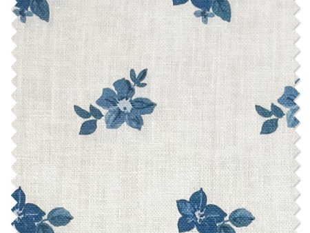 Anna Floral  Linen Fabric by Nathan Turner - Blues Online Hot Sale