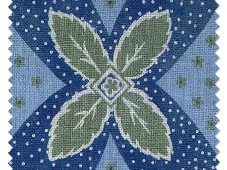 Arthur  Linen Fabric by Nathan Turner - Green on Blue Online Hot Sale