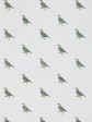 California Quail  Linen Fabric by Nathan Turner - Green For Sale