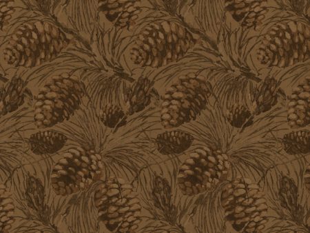 Pinecones  Kraft Wallpaper by Nathan Turner - All Taupe For Sale