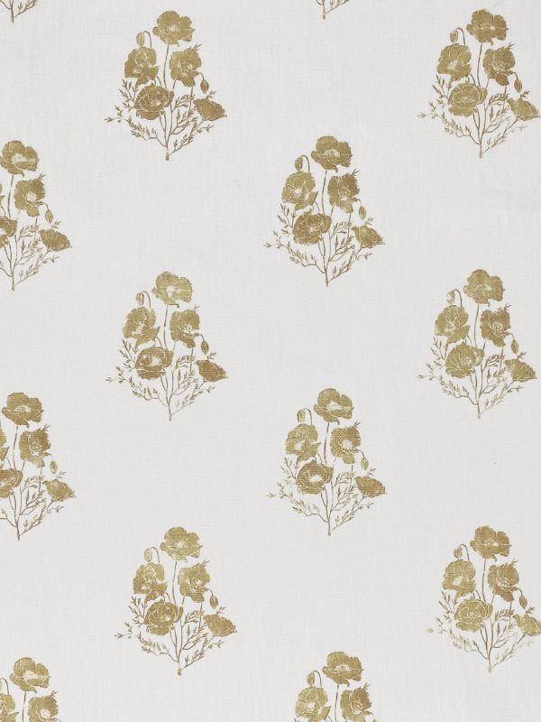 California Poppy  Linen Fabric by Nathan Turner - Gold Hot on Sale