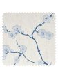 Cherry Blossom  Linen Fabric by Nathan Turner - Blue For Sale