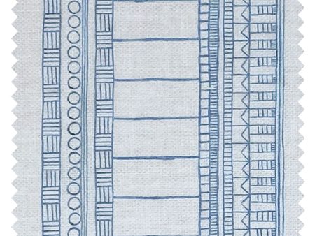 Doodle Stripe  Linen Fabric by Nathan Turner - Blue Online Hot Sale