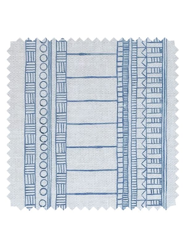 Doodle Stripe  Linen Fabric by Nathan Turner - Blue Online Hot Sale