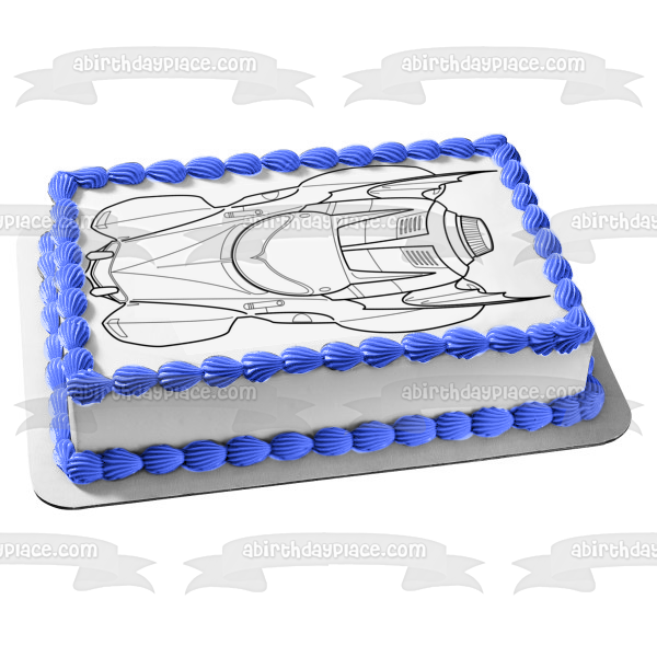 DC Comics Batmobile Black and White Edible Cake Topper Image ABPID22119 Cheap