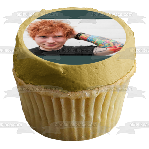 Ed Sheeran Smiling Tattoos Edible Cake Topper Image ABPID26866 on Sale