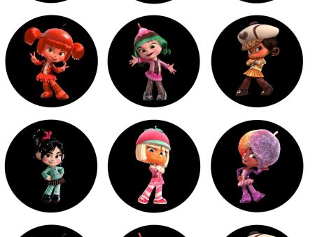 Wreck It Ralph Vanellope Candlehead Taffyta Muttonfudge Snowanna Rainbeau Edible Cupcake Topper Images ABPID14875 Cheap