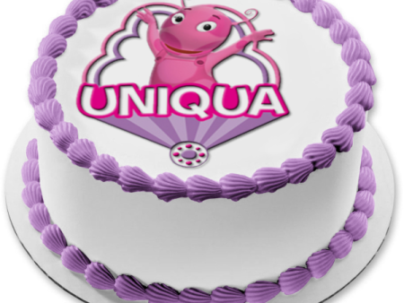 Backyardigans Uniqua Waving Pink Purple Edible Cake Topper Image ABPID15398 Online Sale