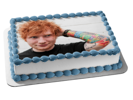 Ed Sheeran Smiling Tattoos Edible Cake Topper Image ABPID26866 on Sale