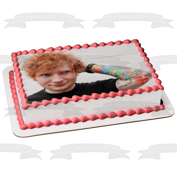 Ed Sheeran Smiling Tattoos Edible Cake Topper Image ABPID26866 on Sale