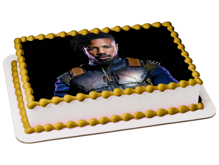 Black Panther Killmonger Black Background Edible Cake Topper Image ABPID15219 For Discount