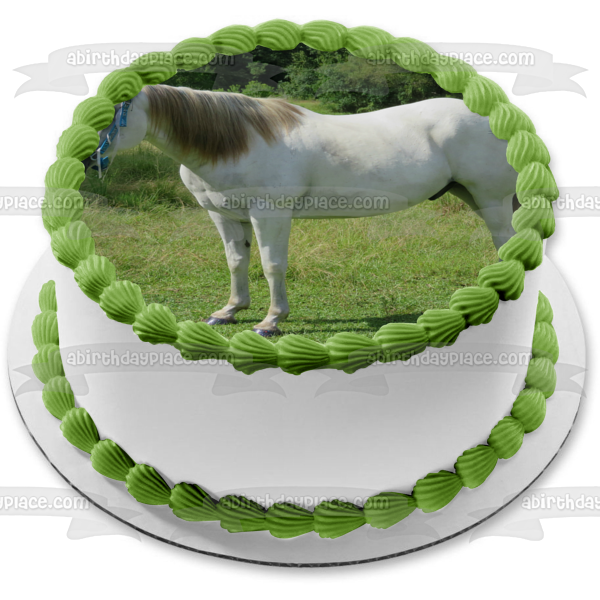 Animals Horses White Horse Trees Edible Cake Topper Image ABPID22135 Online Sale