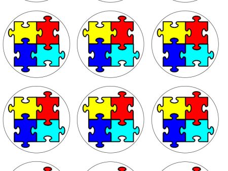 Autism Awareness Support Puzzle Pieces Edible Cupcake Topper Images ABPID14865 Online Sale