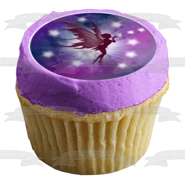 Assorted Unicorns Fairies Fairy Mystic Unicorn Pegasus Horse Purple Background Edible Cupcake Topper Images ABPID24096 Online