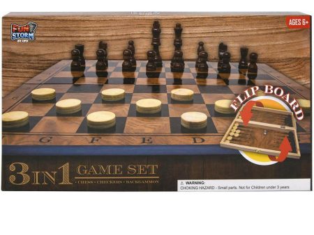 Fun Storm Chess, Checkers, Backgammon 3 in 1 Game Set For Discount