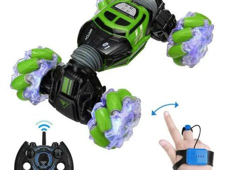 Skidding Stunt Twister Car With Remote Control and Gesture Sensor Double Sided Rotating Off Road Vehicle Green For Sale