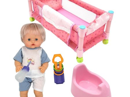 Talking Baby Doll Bed Child Set with Crib & Accessories 16 Inch Pack For Discount