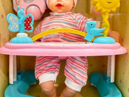 Baby 14 Inch  Doll With Walker Lights And Music Pink Gift For Girls and Boys For Cheap