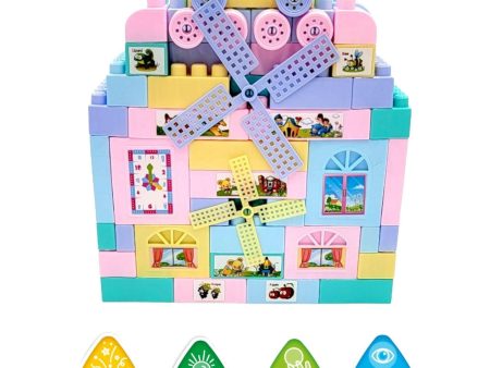 Building Blocks Educational and  With Clear Storage Bag  for Kids Toddlers Mixed Pastel Colors Paradise 78PCS Fashion