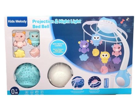 Owl And Bear Baby Infant Crib Toy Mobile Musical Projection  and Night Light With Remote Control Blue Online Sale