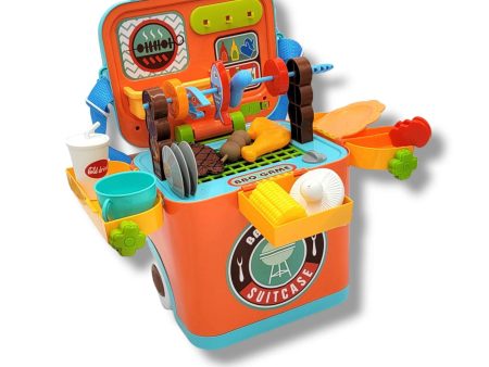 BBQ Grill Toy Kitchen Set for Kids Interactive Pack n Play Pretend Outside Play Discount