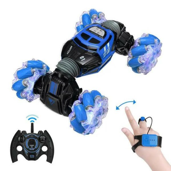 Skidding Stunt Twister Car With Remote Control and Gesture Sensor Double Sided Rotating Off Road Vehicle Blue Online Sale