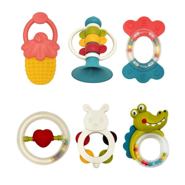 Baby Handbell Teether Set 6 PCS Colorful Rattles Fashion