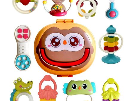 Baby Rattle Toy Teether Set 10 PCS With Storage Box Non-Toxic Material Online Sale