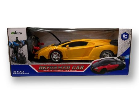 Transformer RC Car Into A Robot  2 in 1 Car Toy 2.4Ghz 1:18 Rechargeable Yellow Fashion