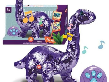 Sparkling Reversable Sequin Moving Electric Dinosaur With Roaring Sounds And Remote Control For Kids And Toddlers Fashion